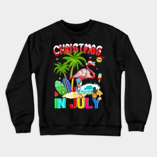 Christmas in July Pink Flamingo Funny Xmas Men Women Kids Crewneck Sweatshirt